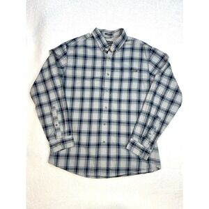 Eddie Bauer‎ Shirt Travex M classic blue plaid fishing outdoor gorpcore